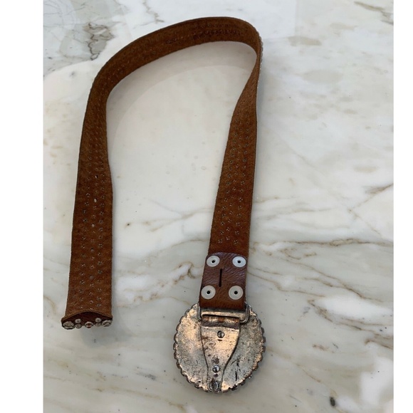 LEATHEROCK BROWN CRYSTAL STUDDED LEATHER BELT main image 5